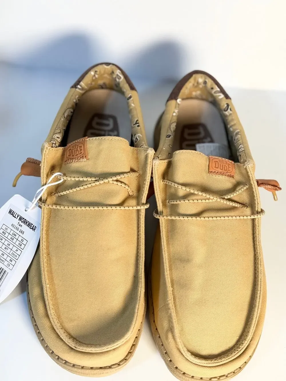 Hey Dude Wally Workwear Shoes Tan US Men's 8 / Women's 10 Lightweight